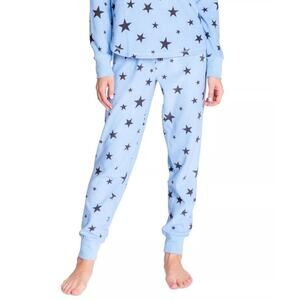 Insomniax Women Blue Star Printed Velour Thermal Sleepwear Pajama Pants Size M